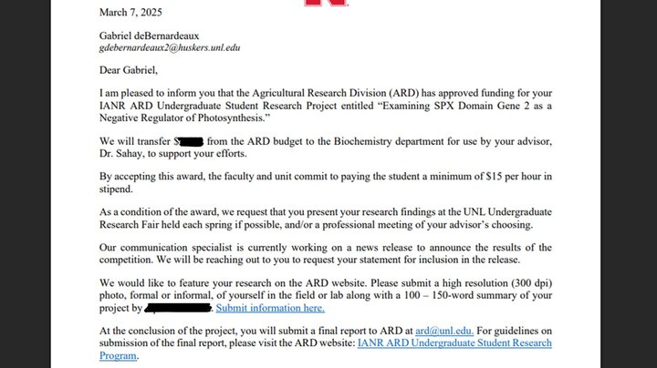 Gabriel's award letter