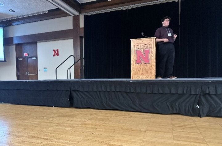 Gabriel presenting at the ASPB conference